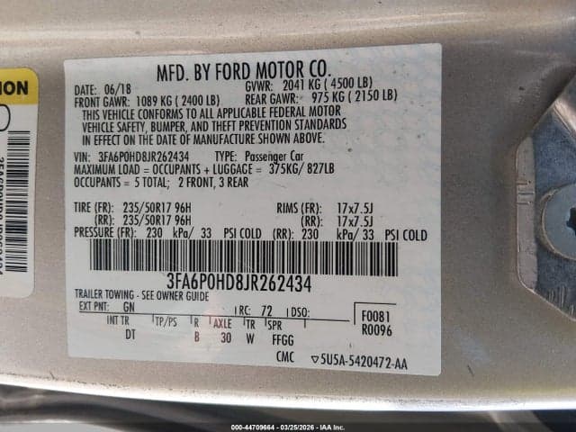 2018 FORD FUSION SE 9