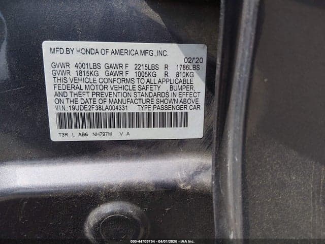 2020 ACURA ILX STANDARD 9