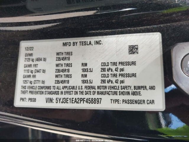 2023 TESLA MODEL 3 REAR-WHEEL DRIVE 9