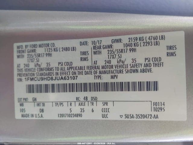2018 FORD ESCAPE SEL 9