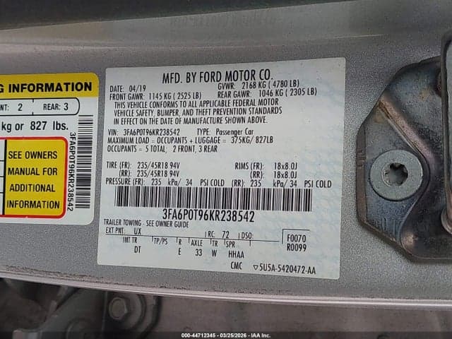2019 FORD FUSION SE 9