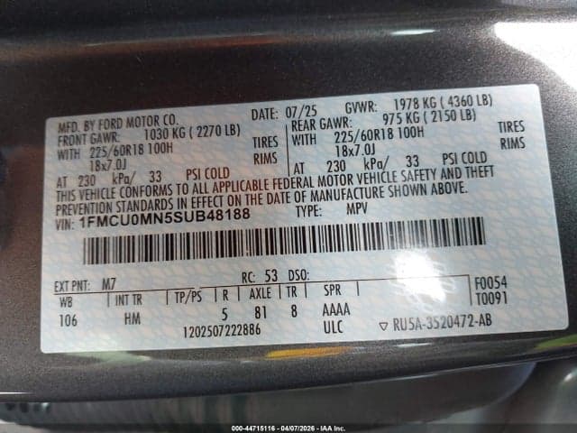 2025 FORD ESCAPE ST-LINE 9