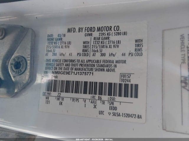 2018 FORD TRANSIT CONNECT XL 9