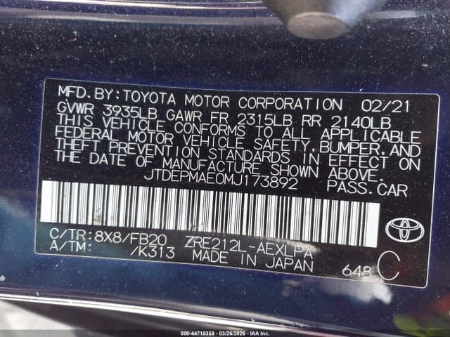 2021 TOYOTA COROLLA LE 9
