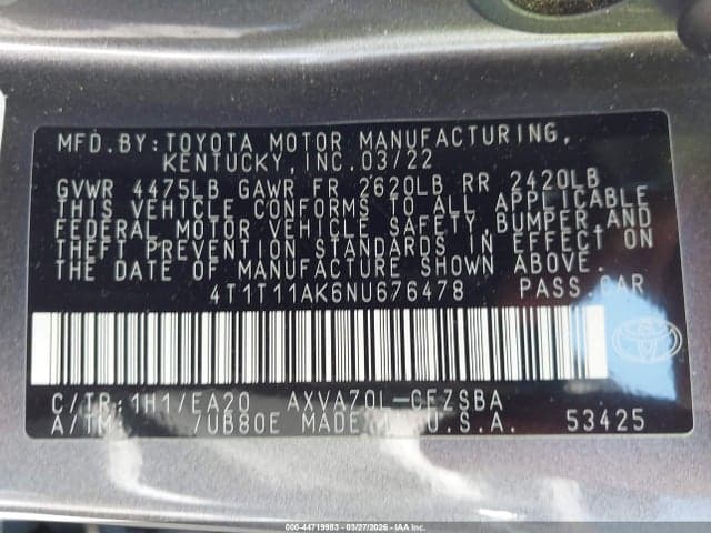 2022 TOYOTA CAMRY SE 9