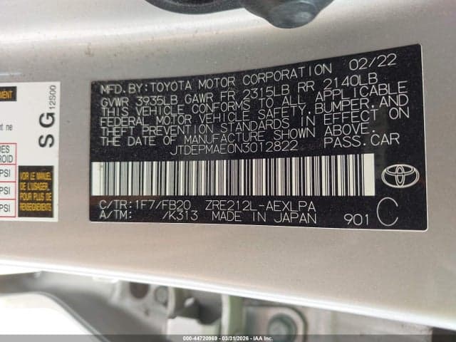 2022 TOYOTA COROLLA LE 9