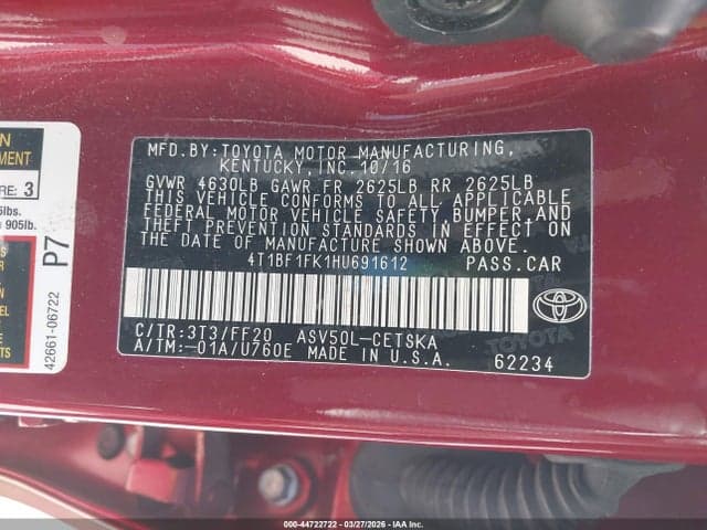 2017 TOYOTA CAMRY SE 9
