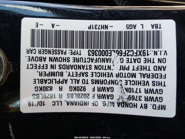 2020 HONDA CIVIC LX 9