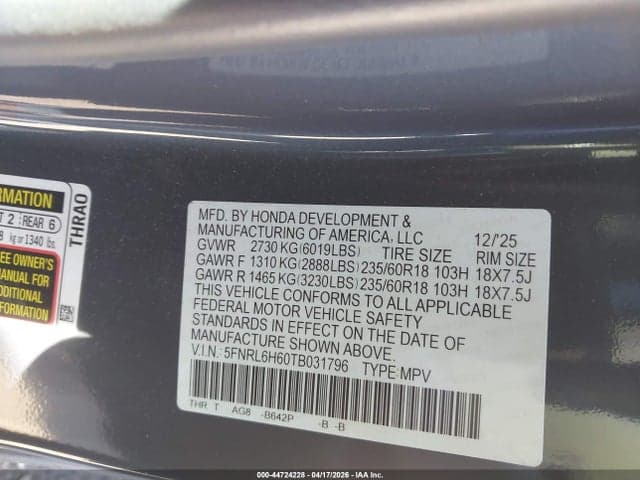2026 HONDA ODYSSEY EX-L 9