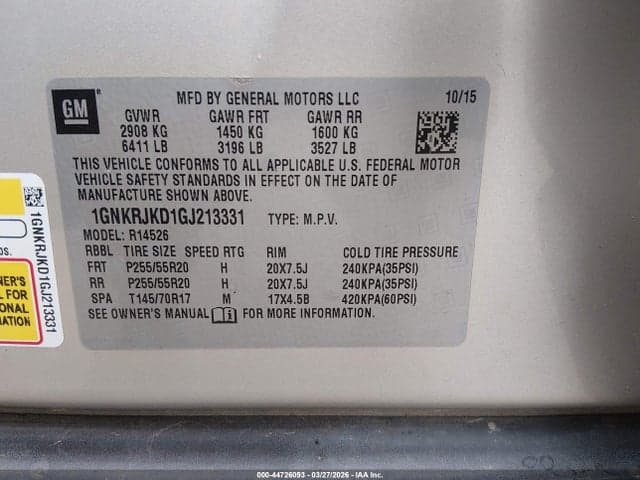 2016 CHEVROLET TRAVERSE LTZ 9