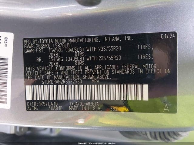 2024 TOYOTA HIGHLANDER PLATINUM 9