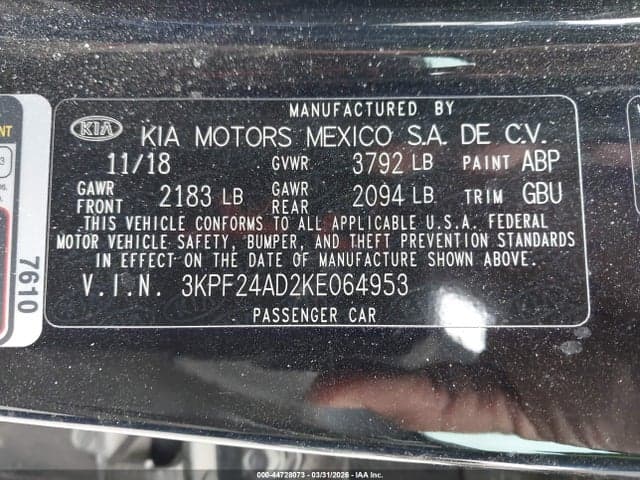 2019 KIA FORTE LXS 9