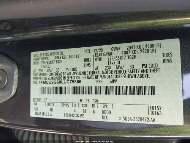 2020 FORD ESCAPE SE 9