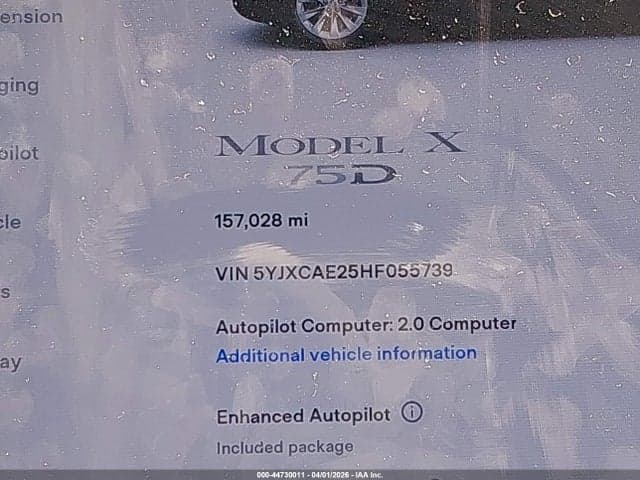 2017 TESLA MODEL X 100D/75D/90D 15