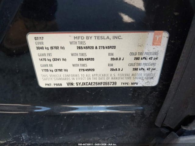 2017 TESLA MODEL X 100D/75D/90D 9