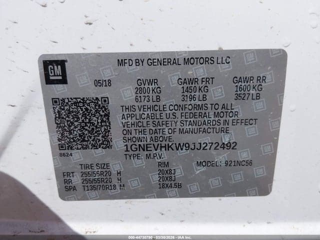 2018 CHEVROLET TRAVERSE 3LT 9