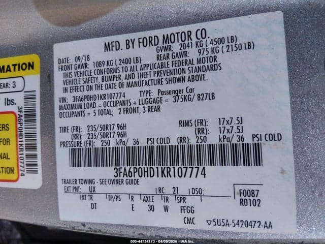 2019 FORD FUSION SE 9
