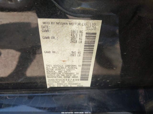 2020 NISSAN ALTIMA SR FWD 9