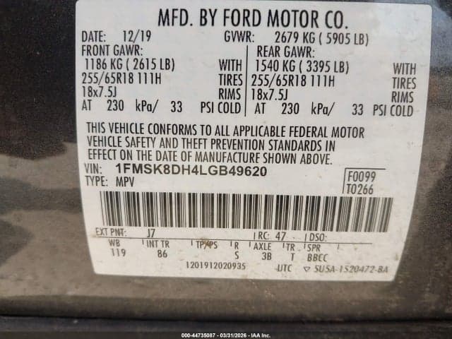 2020 FORD EXPLORER XLT 9