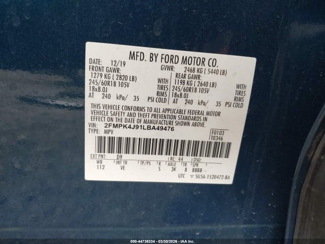 2020 FORD EDGE SEL 9