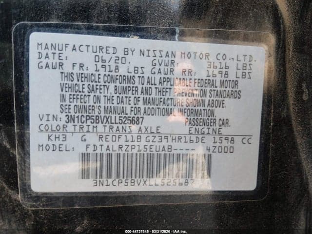 2020 NISSAN KICKS S XTRONIC CVT 9
