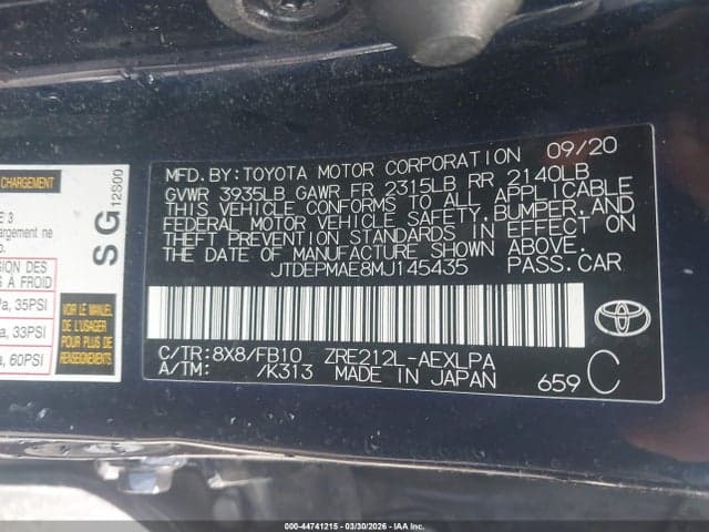 2021 TOYOTA COROLLA LE 9