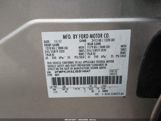 2018 FORD EDGE TITANIUM 9