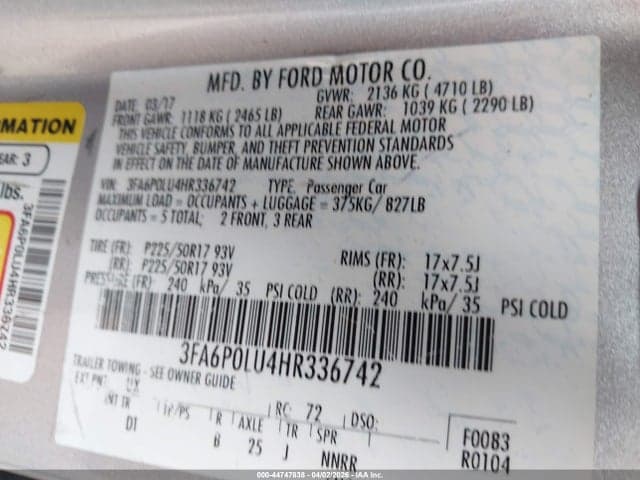 2017 FORD FUSION HYBRID SE 10