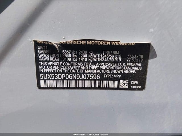 2022 BMW X3 XDRIVE30I 9