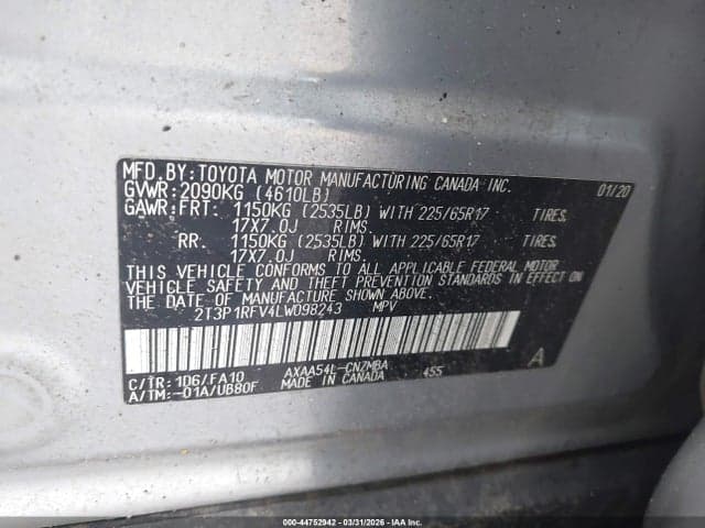 2020 TOYOTA RAV4 XLE 9