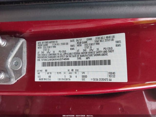 2017 FORD ESCAPE SE 9