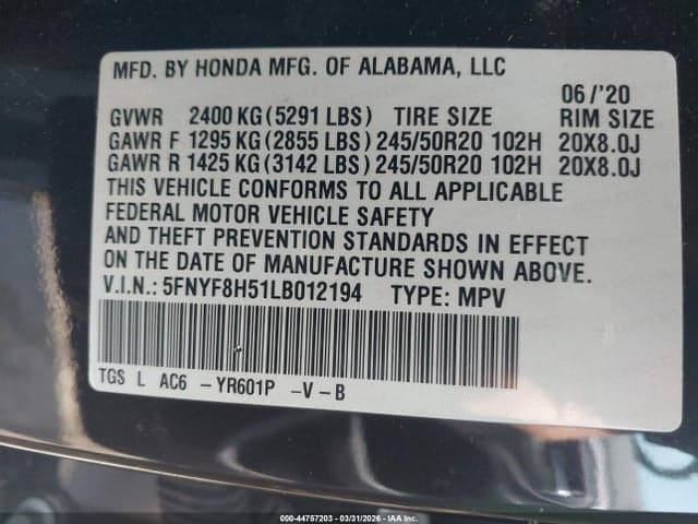 2020 HONDA PASSPORT AWD EX-L 9