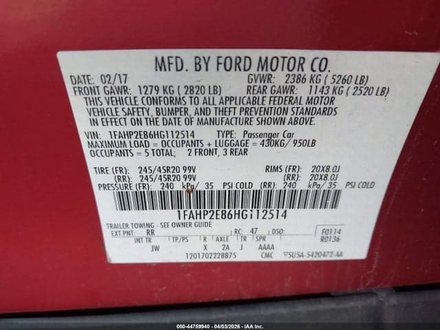 2017 FORD TAURUS SEL 9