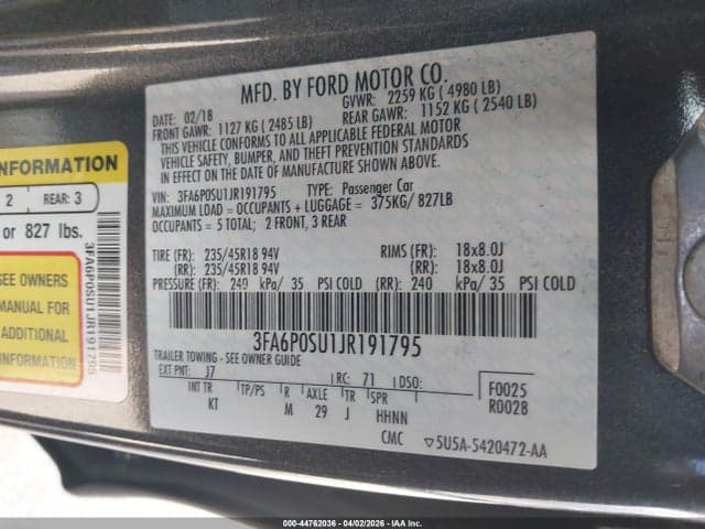 2018 FORD FUSION ENERGI TITANIUM 2