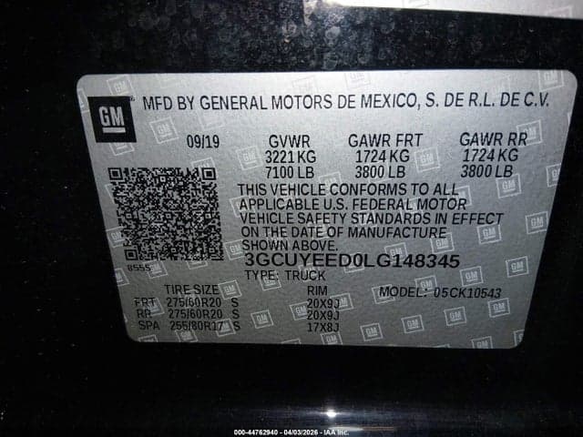 2020 CHEVROLET SILVERADO 1500 4WD SHORT BED RST 9