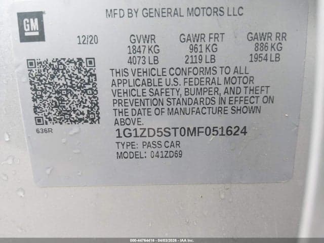 2021 CHEVROLET MALIBU FWD LT 9