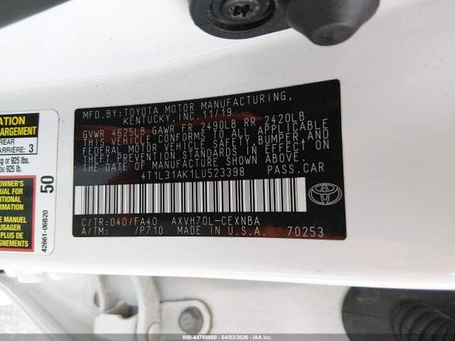 2020 TOYOTA CAMRY LE HYBRID 9