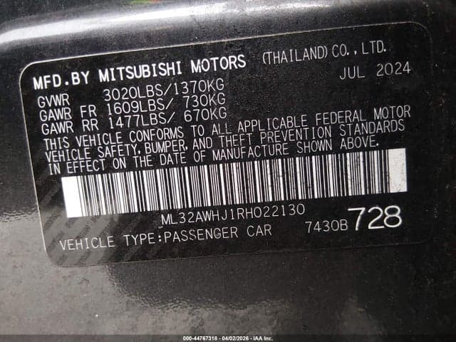 2024 MITSUBISHI MIRAGE BLACK EDITION/RALLIART/SE 9