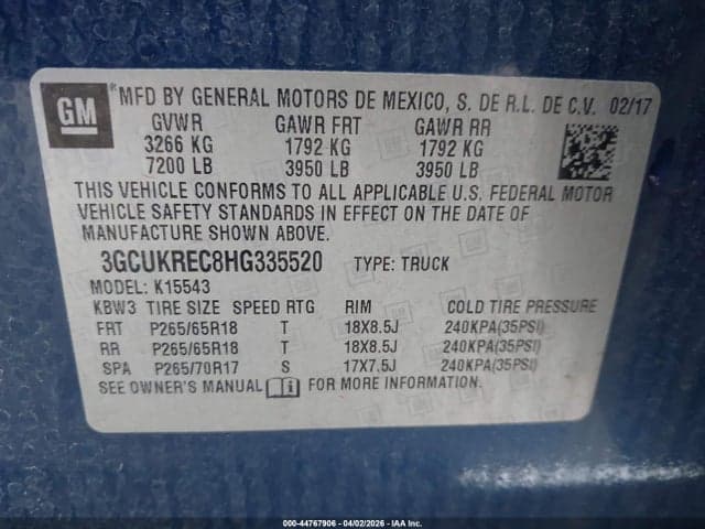 2017 CHEVROLET SILVERADO 1500 2LT 9