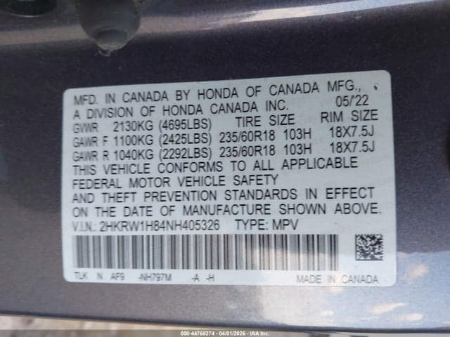 2022 HONDA CR-V 2WD EX-L 9
