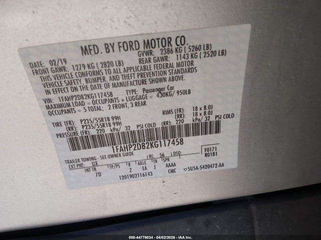 2019 FORD TAURUS SE 9