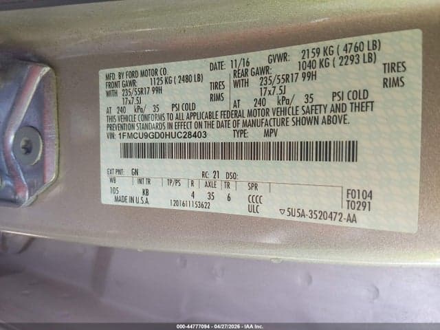 2017 FORD ESCAPE SE 9