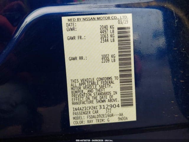 2019 NISSAN LEAF SV 9