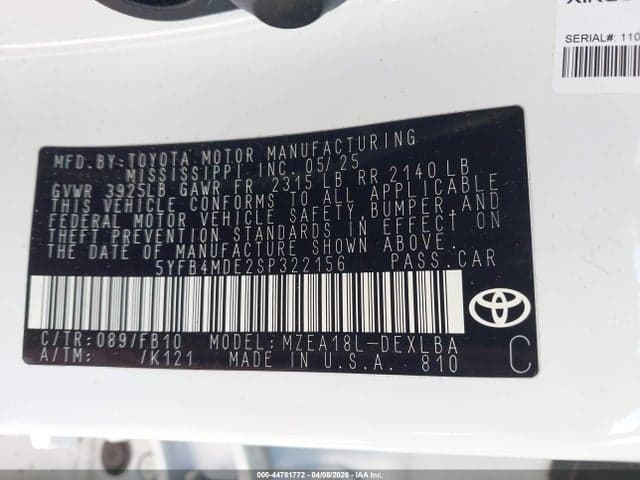 2025 TOYOTA COROLLA LE 9