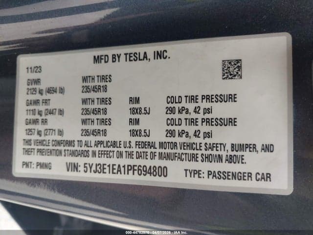 2023 TESLA MODEL 3 REAR-WHEEL DRIVE 9
