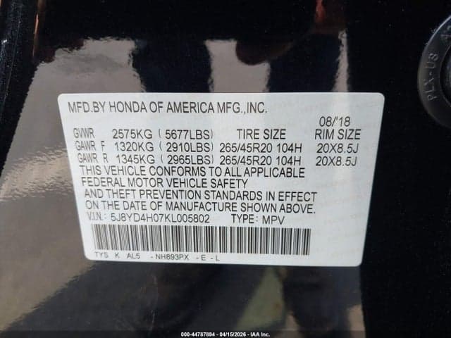 2019 ACURA MDX TECH A-SPEC PKGS 9