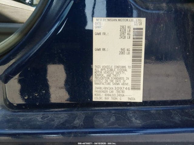 2019 NISSAN ALTIMA 2.5 S 9