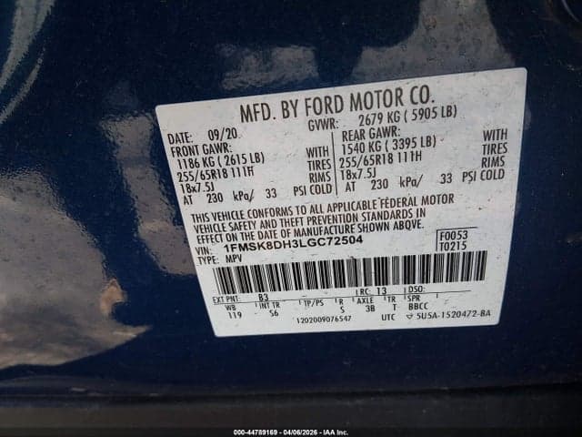 2020 FORD EXPLORER XLT 9