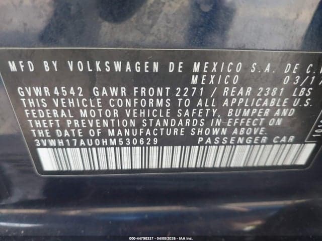 2017 VOLKSWAGEN GOLF ALLTRACK TSI S/TSI SE/TSI SEL 9