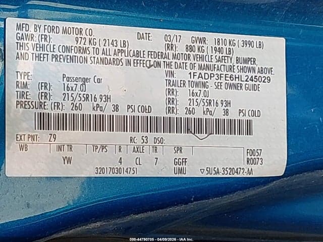 2017 FORD FOCUS SE 9